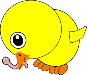cartoon early bird eating a worm